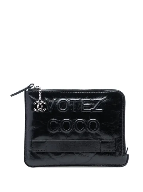CHANEL Pre-Owned 2014-2015 Aged Calfskin Votez Coco clutch bag Black 5CZPR51N6EL1ZOU6
