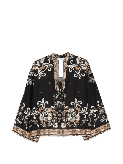 TWINSET floral-print tie-fastening blouse Black 261LB2NAA