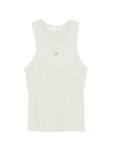 Maison Kitsuné rib-knit logo-patch tank top Green OW00604KJ0134