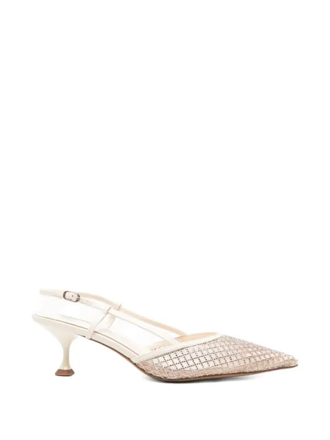 Lola Cruz Ruby embellished slingback pumps White 188Z02BK