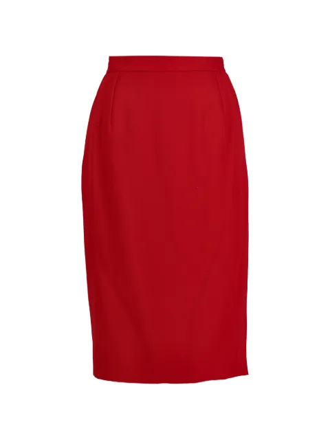 Valentino Garavani Pre-Owned Miss V straight wool midi skirt Red MR260725139