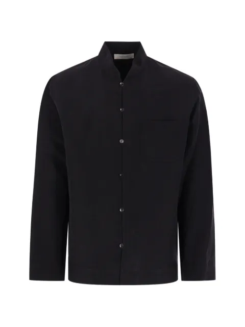Umit Benan band-collar chest-pocket shirt Black COSSM227216610999
