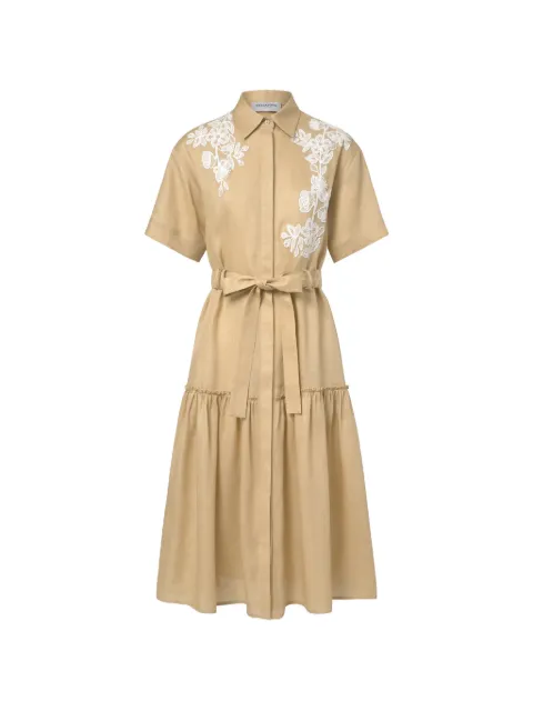 ERMANNO FIRENZE embroidery belted dress Neutrals D48EQ060CCET6