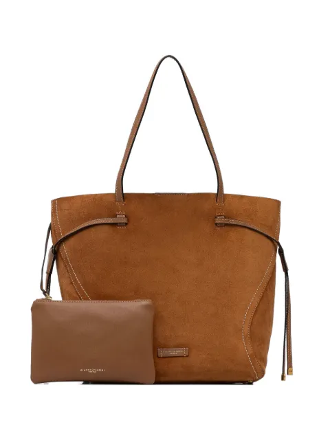 GIANNI CHIARINI calf suede drawstring tote bag Brown BS11286CM