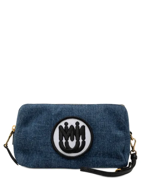 Miu Miu Pre-Owned 2010-2025 Denim Embroidered Logo Wristlet pouch Blue LAWP5PDFCX63NLPC