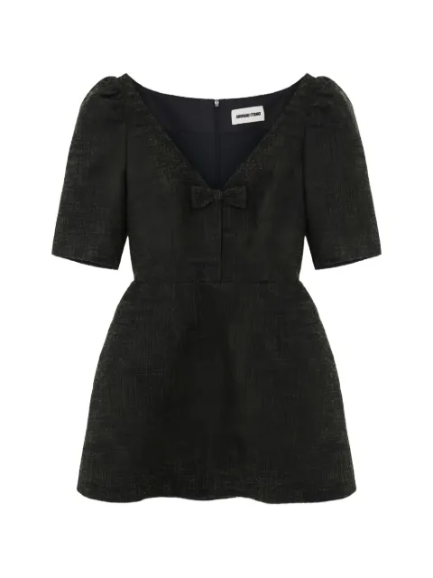 SHUSHU/TONG V-neck bow midi dress Green MWDEDR06KCC126