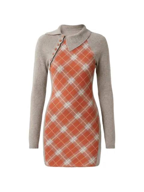 Isa Boulder argyle-pattern dress Grey AW25WDR08