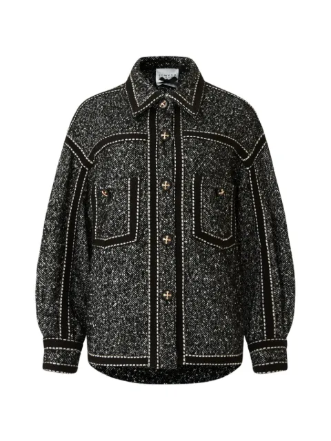 Edward Achour Paris button-up contrast-trim jacket Black 90612913