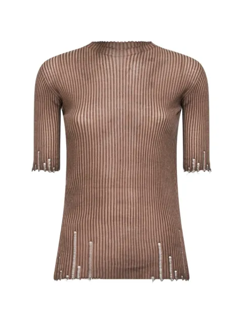 Uma Wang scalloped-edges T-shirt Brown UK7113UW600