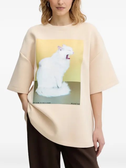 MUNTHE cat-print T-shirt Neutrals 254112525463