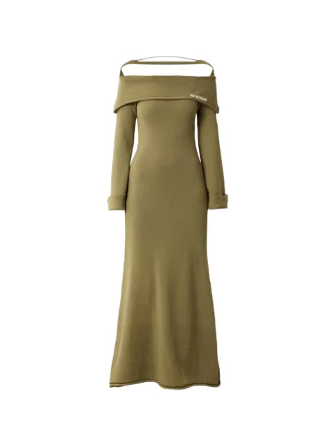 Isa Boulder off-shoulder long-sleeve maxi dress Green AW25WDR03