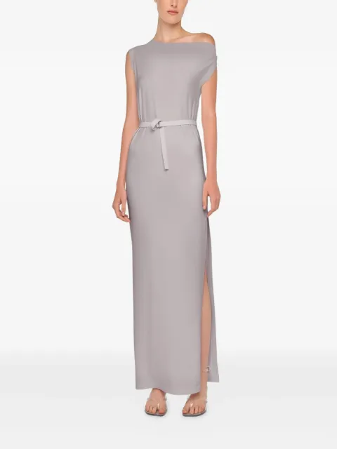 Norma Kamali drop shoulder long dress with side slit Grey KK4253PLT12024