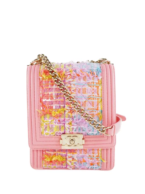 CHANEL Pre-Owned 2019 Quilted Tweed and Calfskin North South Boy Flap crossbody bag Multicolour 4OLLA92ANE2SH5S5