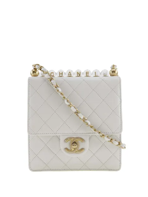 CHANEL Pre-Owned 2020 Small Quilted Lambskin Chic Pearls Flap crossbody bag White UTXZAGG435DF0E50