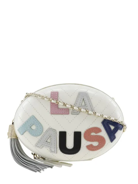 CHANEL Pre-Owned 2019 Chevron Lambskin La Pausa Evening Bag crossbody bag White 2C17C4Q1AE3CQPT5