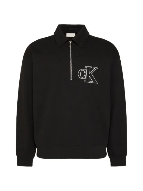 Calvin Klein zipped collared polo shirt Black LV04RB211GUB1