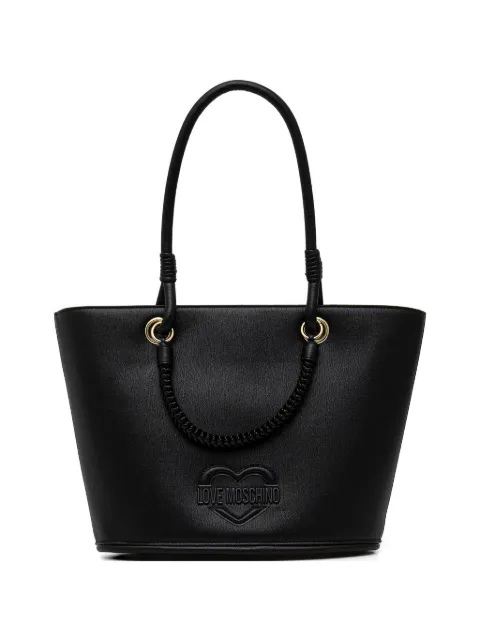 Love Moschino braided-handle heart-detail tote bag Black JC4099PP1OLL0