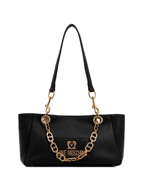 Love Moschino chain logo-plaque tote bag Black JC4165PP1OL12