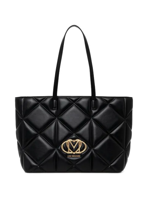 Love Moschino quilted logo-plaque tote bag Black JC4120PP1OLC0