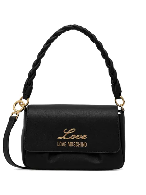 Love Moschino braided-handle logo-detail tote bag Black JC4160PP1OL19