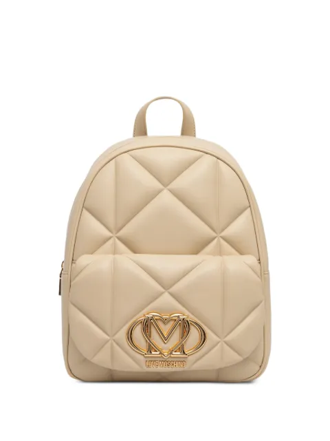 Love Moschino quilted logo-plaque backpack Neutrals JC4037PP1OLC0