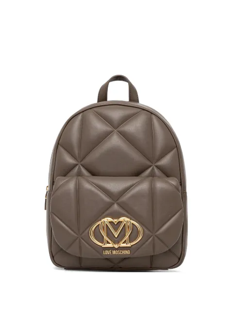 Love Moschino quilted logo-plaque backpack Brown JC4037PP1OLC0