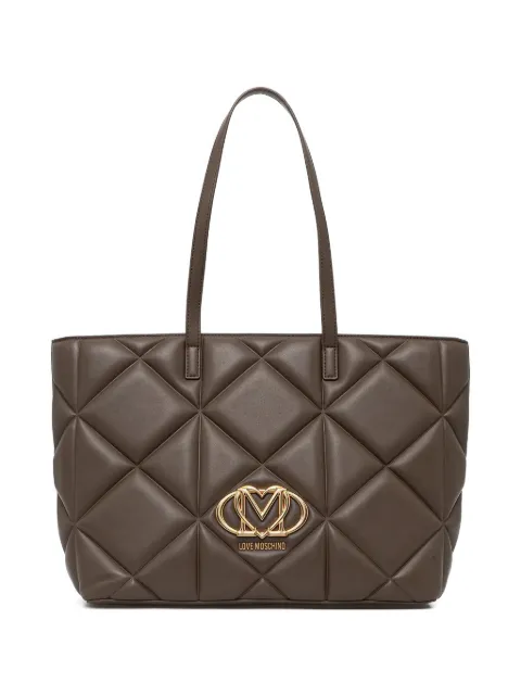 Love Moschino quilted logo-detail tote bag Brown JC4120PP1OLC0