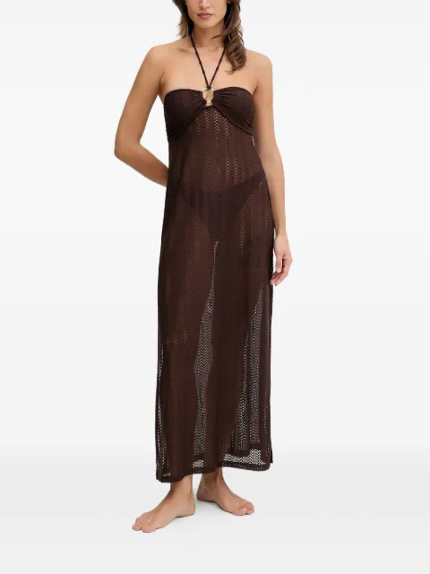Melissa Odabash Harriet ring-detail halterneck maxi dress Brown MOHARRIET
