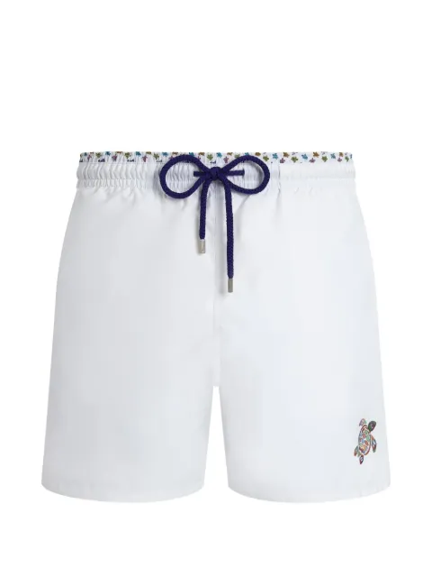 Vilebrequin turtle-embroidery drawstring swim shorts White MOKAEA239010