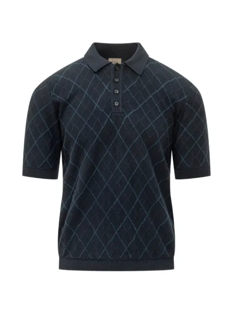 RAKKI diamond-pattern intarsia polo shirt Blue THELEGEND