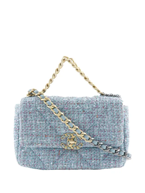 CHANEL Pre-Owned 2021 Medium Tweed 19 Flap satchel Blue ZXHSI6LX00EHUMJY
