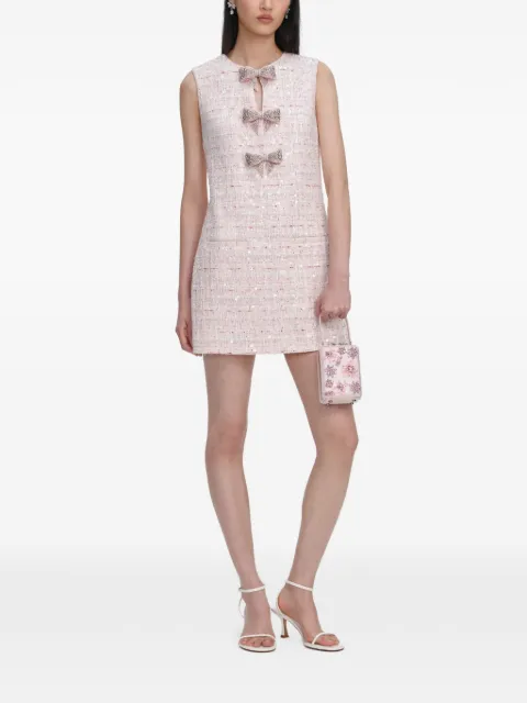 Self-Portrait bow-detail embellished mini dress Pink SS26179S