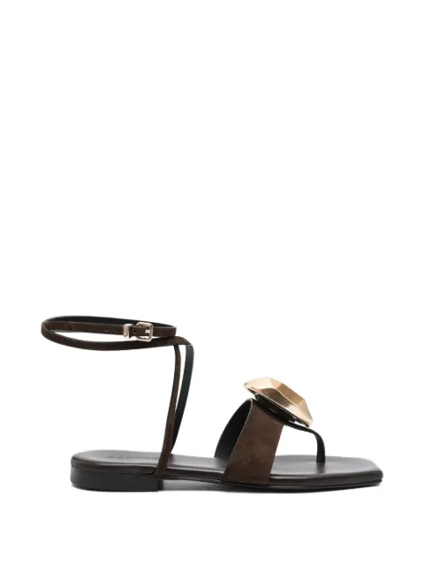 Donnarì gold-tone-embellishment ankle-strap sandals Brown GD56BCT