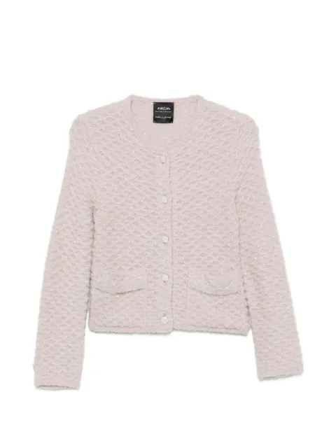 MARCCAIN sequin-embellished waffle-knit cardigan Purple ZC3910M29