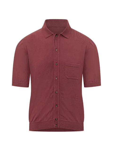 RAKKI chest-pocket knitted shirt Red THEVOICE