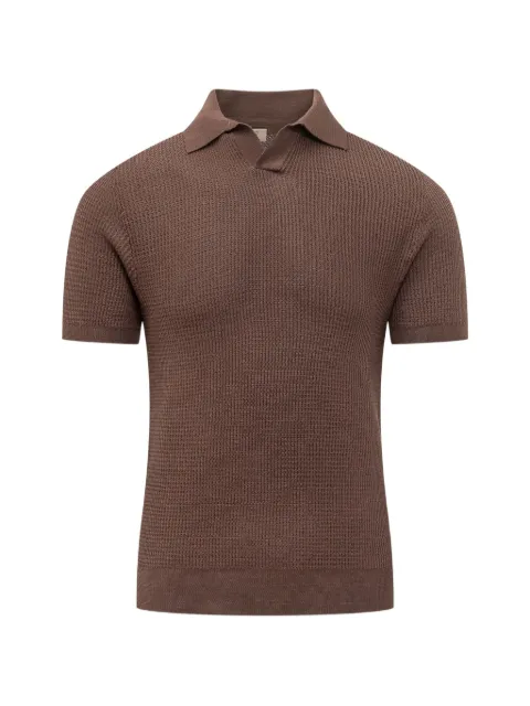 RAKKI waffle-knit V-neck T-shirt Brown MERCEDES300TK