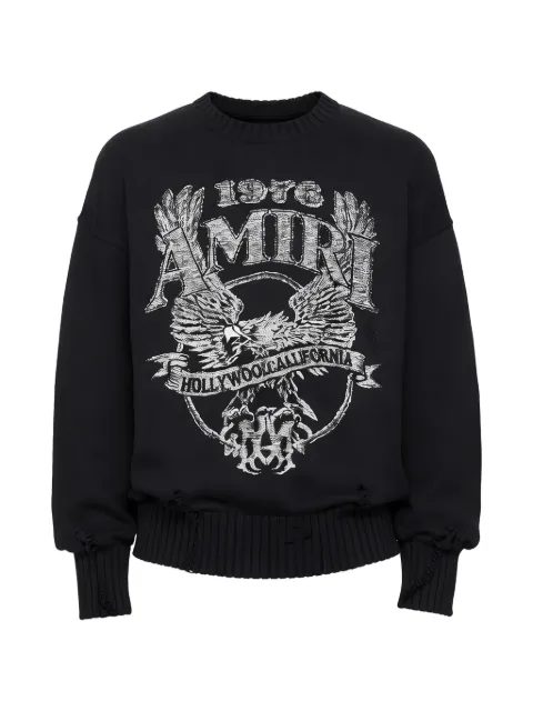 AMIRI graphic-print distressed sweater Black AMTOKN1032
