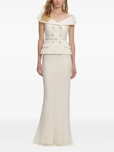 Self-Portrait embellished-belted maxi dress Neutrals SS26271XC