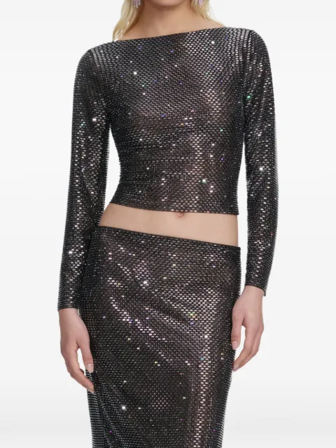 Self-Portrait rhinestone tulle top Black SS26169TB
