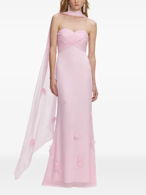 Self-Portrait floral-appliqué strapless maxi dress Pink SS26258XP