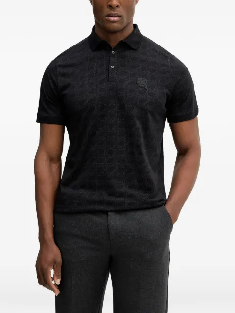 Karl Lagerfeld printed appliqué-detail polo shirt Black 745071561251