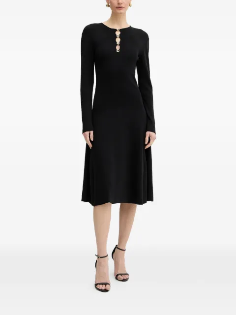 Karl Lagerfeld lettered-button detail midi dress Black B1W13003999