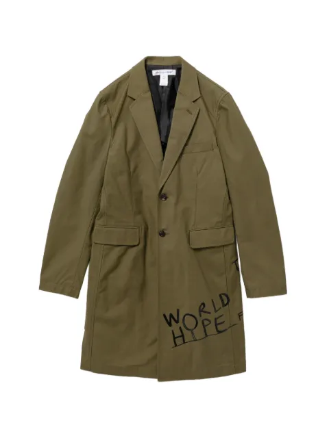Comme Des Garçons Shirt green slogan design coat Green CGXOCFQJ504MQGRX00M