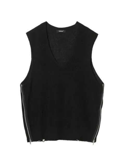 Undercover ripped zip-detail vest Black UC1E4906