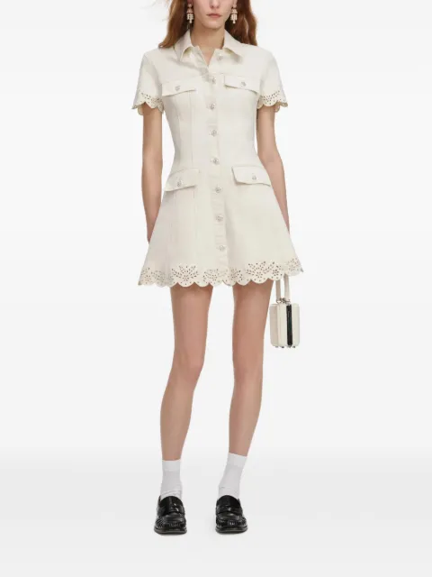 Self-Portrait eyelet collared mini dress Neutrals SS26824S