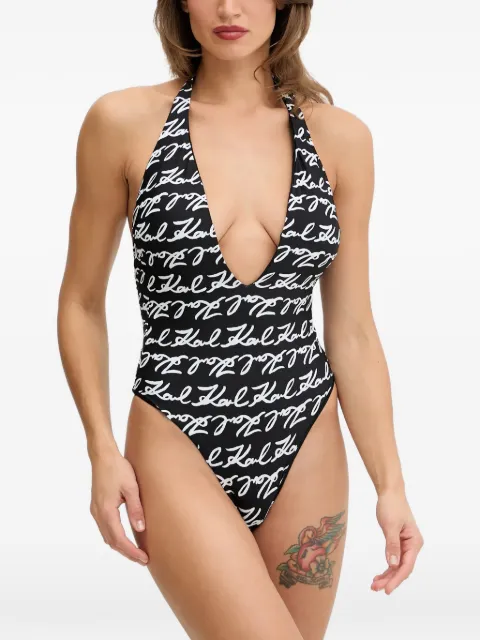 Karl Lagerfeld all-over print swimsuit Black B1W460602UV