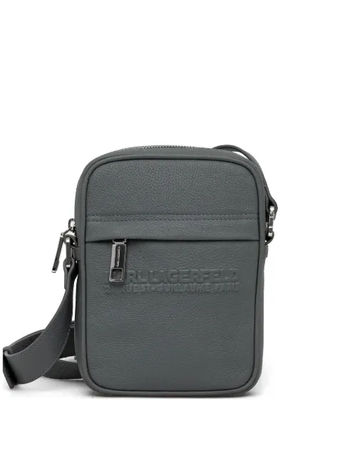 Karl Lagerfeld logo-embossed zip-fastening messenger bag Grey A3M301772FJ