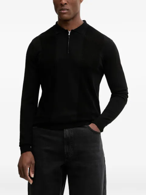 Karl Lagerfeld zip-knitted polo shirt Black 655011561302