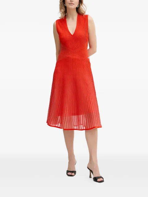 Karl Lagerfeld V-neck pleated dress Red B1W13005518