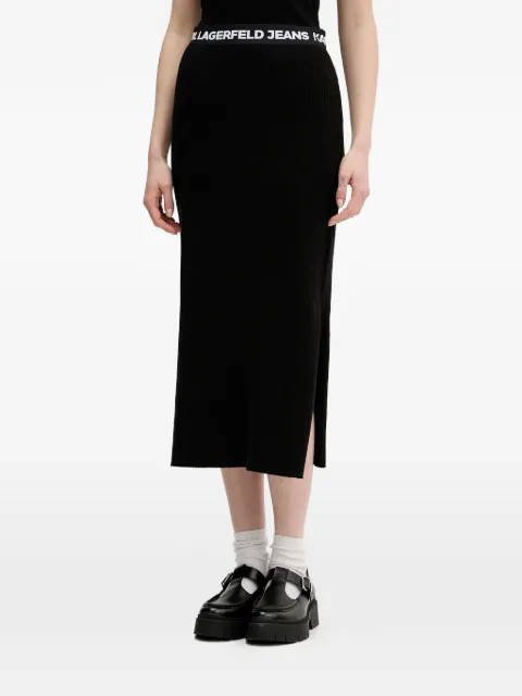 Karl Lagerfeld Jeans ribbed slit-detail midi skirt Black B1W12021999